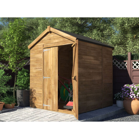 Dunster House Ltd. - Dunster House Wooden Shed 1.8m x 1.8m Pressure Treated Outdoor Garden Storage Overlord Apex Roof No Window