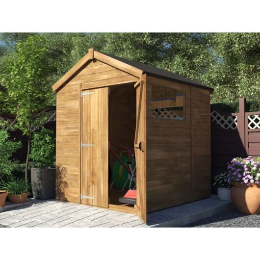 Dunster House Ltd. - Dunster House Wooden Shed 1.8m x 1.8m Pressure Treated Outdoor Garden Storage Window Overlord Apex