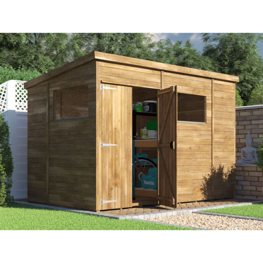 Dunster House Shed Garden Storage Workshop 3m x 1.8m Pressure Treated Wooden Window Overlord Pent