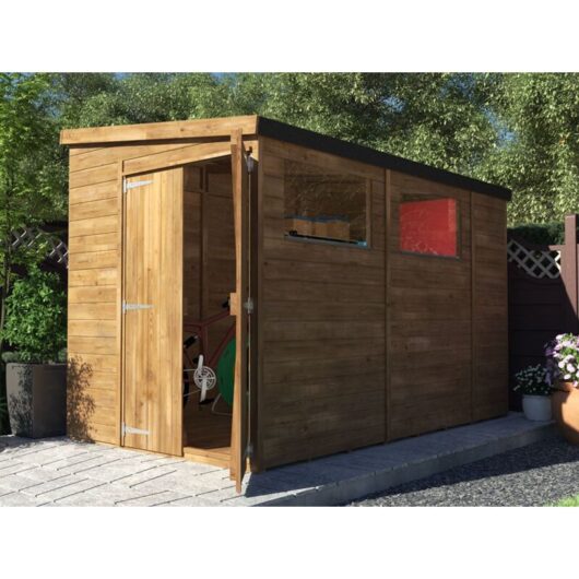 Dunster House Wooden Shed Garden Storage 1.8m x 3m Pressure Treated Window Overlord Pent