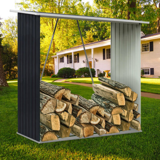 Garden Firewood Log Shed Storage Stand Tool House, Black