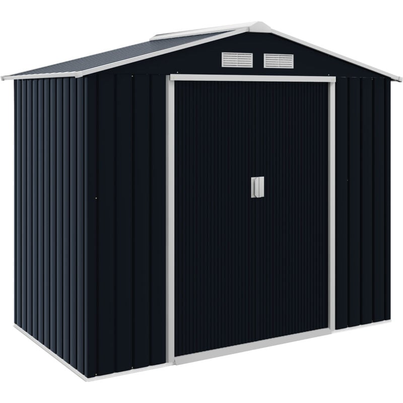 Garden Shed Storage Unit w/Locking Door Floor Foundation Vent Dark Grey - Outsunny