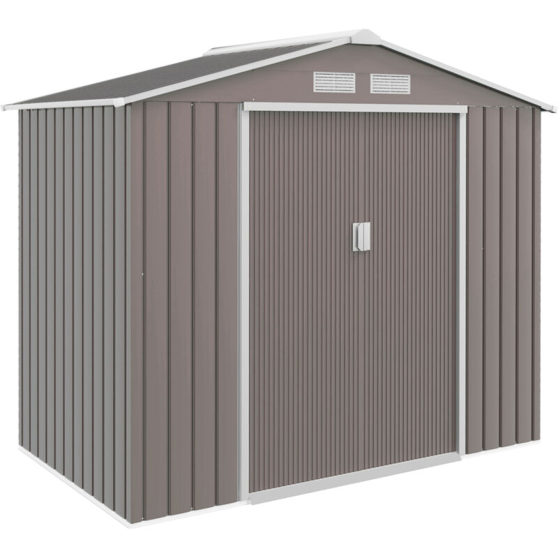 Garden Shed Storage Unit w/Locking Door Floor Foundation Vent Grey - Outsunny