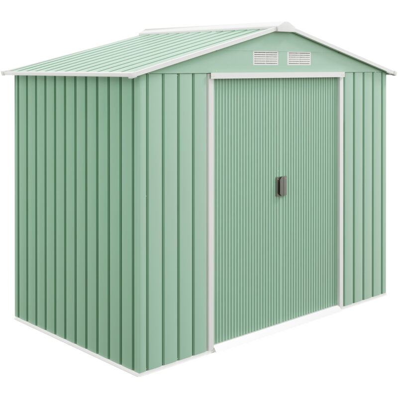 Garden Shed Storage Unit w/Locking Door Floor Foundation Vent Light Green - Outsunny
