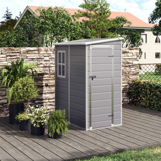 Grey Outdoor Plastic Storage Shed Tool Shed