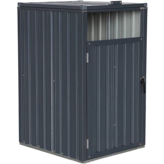 Grey galvanised steel bin shed, Escaut, Grey, 73x82x124 cm