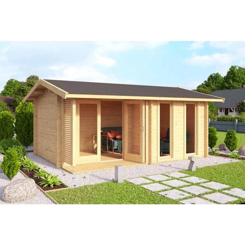 Lasita Maja - Hampshire-Log Cabin, Wooden Garden Room, Timber Summerhouse, Home Office - L480 x W376.1 x H239.4 cm