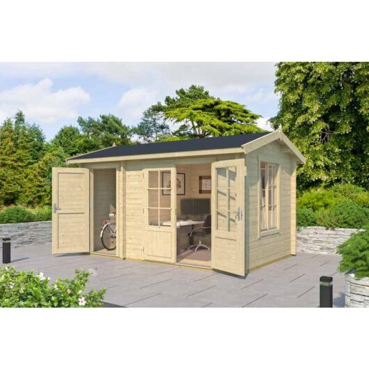 Lasita Maja - Wrexham 1-Log Cabin, Wooden Garden Room, Timber Summerhouse, Home Office - L430 x W288.1 x H250.8 cm