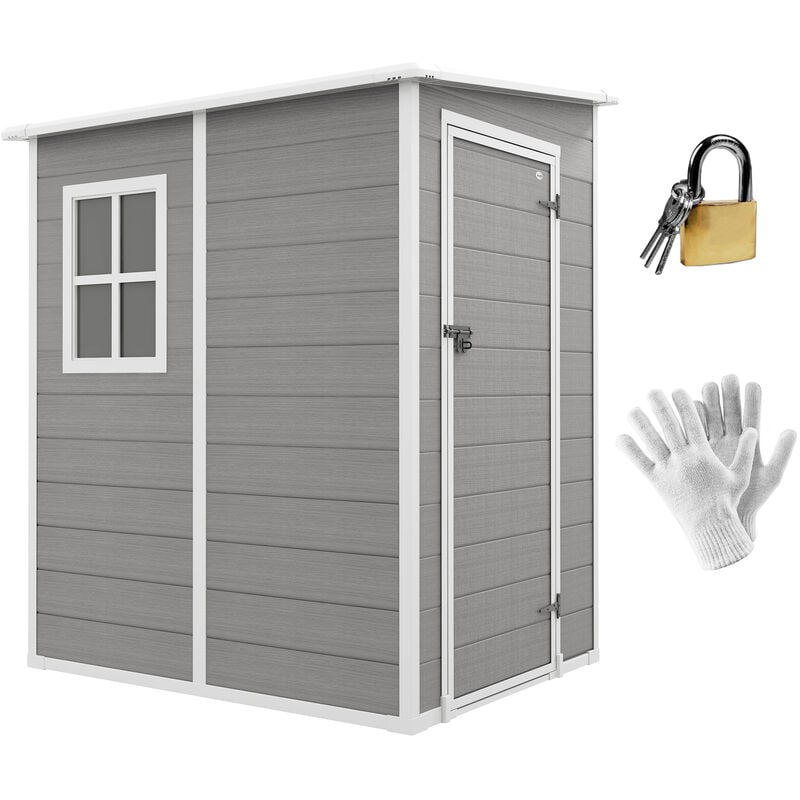 Lean to Garden Shed Plastic Tool Storage House w/ Lockable Door 122W x 149D x 192Hcm - Outsunny