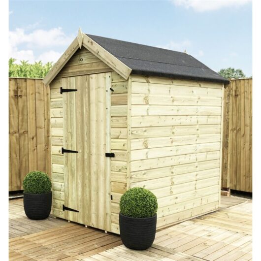 Marlborough - 5 x 5 Premier Windowless Pressure Treated Tongue And Groove Apex Shed With Higher Eaves And Ridge Height + Single Door (5' x 5' / 5ft x