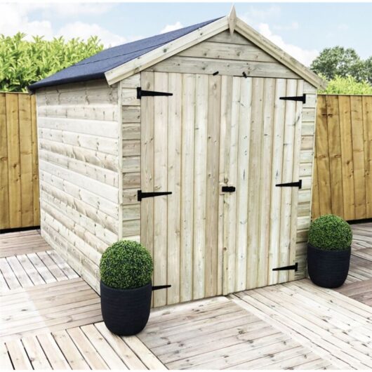 Marlborough - 8 x 6 Windowless Premier Pressure Treated Tongue And Groove Apex Shed With Higher Eaves And Ridge Height And Double Doors - 12mm Tongue