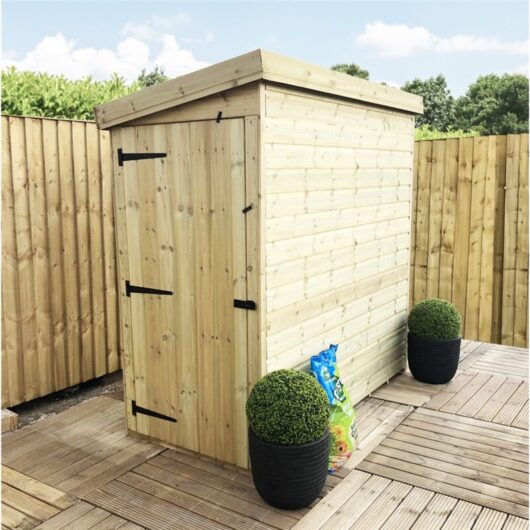 Marlborough - installed 3 x 7 windowless Garden Shed Pressure Treated t&g pent Shed - Side Door (3' x 7' / 3ft x 7ft) (3x7)