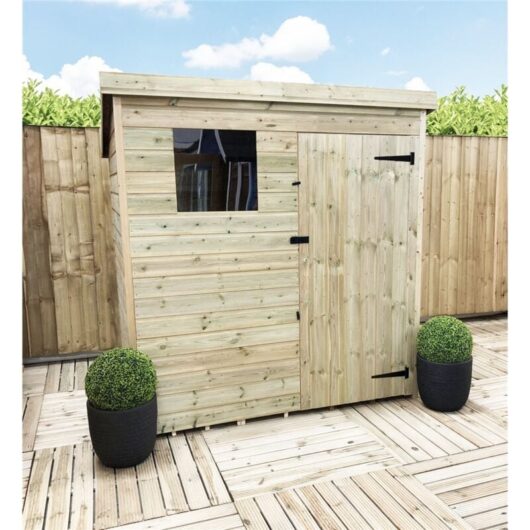 Marlborough - installed 6 x 4 Garden Shed Pressure Treated t&g pent Shed - 1 Window + Single Door (6' x 4' / 6ft x 4ft) (6x4)
