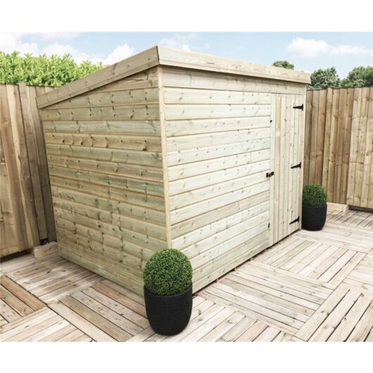 Marlborough - installed 7 x 6 windowless Garden Shed Pressure Treated t&g pent Shed + Single Door (7' x 6' / 7ft x 6ft) (7x6)