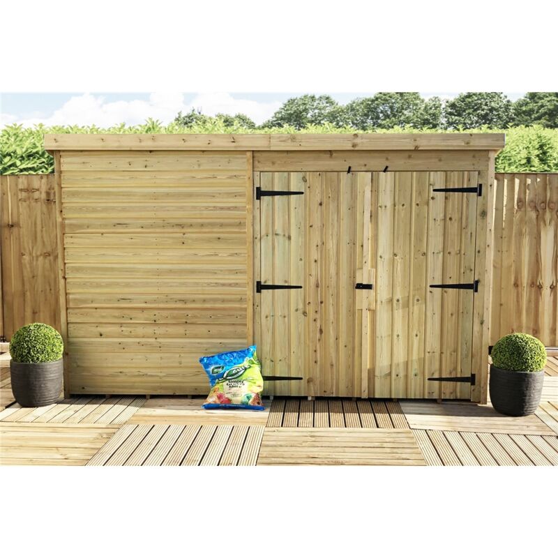 Marlborough - installed 9 x 3 windowless Garden Shed Pressure Treated t&g pent Shed + Double Doors (9' x 3' / 9ft x 3ft) (9x3)