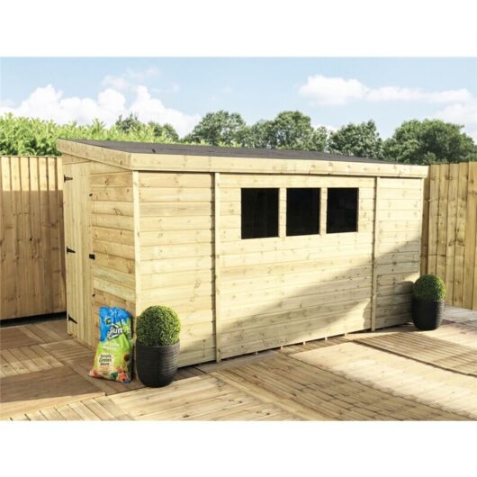 Marlborough - installed 9 x 5 reverse Garden Shed Pressure Treated t&g pent Shed + 3 Windows + Single Door (9' x 5' / 9ft x 5ft) (9x5)