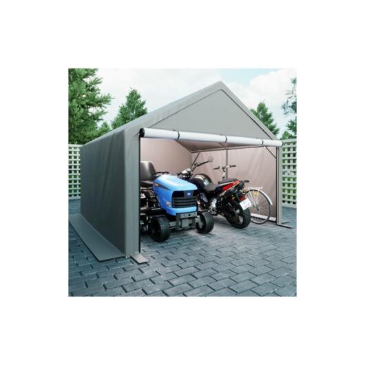 Outdoor Garden Storage Tent Bike Motorcycle Carport Shed Shelter Steel Frame 10X10FT Dark Grey - Birchtree