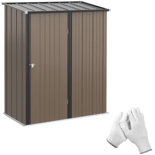 Outdoor Storage Shed Steel Garden Shed w/ Lockable Door for Backyard Brown - Outsunny