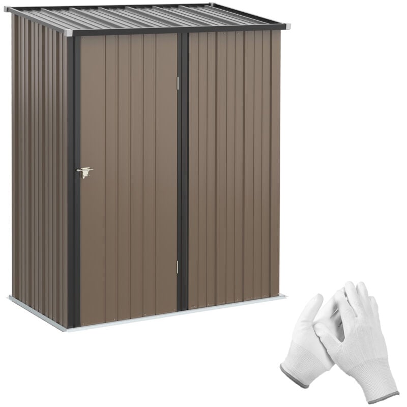 Outdoor Storage Shed Steel Garden Shed w/ Lockable Door for Backyard Brown - Outsunny