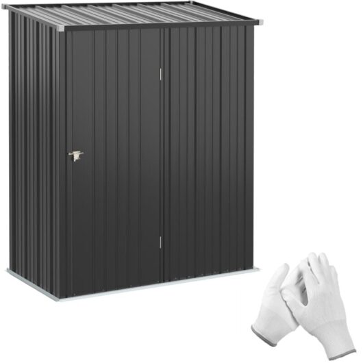 Outdoor Storage Shed Steel Garden Shed w/ Lockable Door for Backyard Charcoal grey - Outsunny