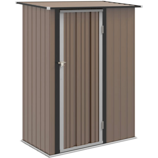 Outdoor Storage Shed Steel Garden Shed with Lockable Door Brown - Outsunny