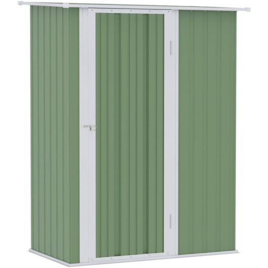 Outdoor Storage Shed Steel Garden Shed with Lockable Door Green - Outsunny