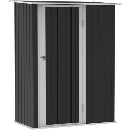 Outdoor Storage Shed Steel Garden Shed with Lockable Door Grey - Outsunny