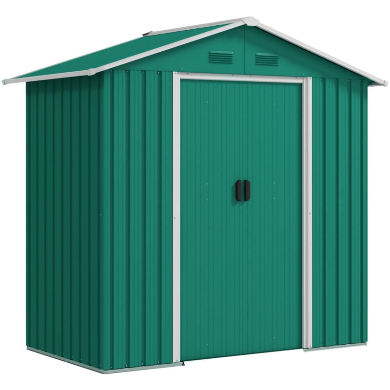 Outsunny 6.5ft x 3.5ft Garden Storage Shed, Large Metal Shed Green