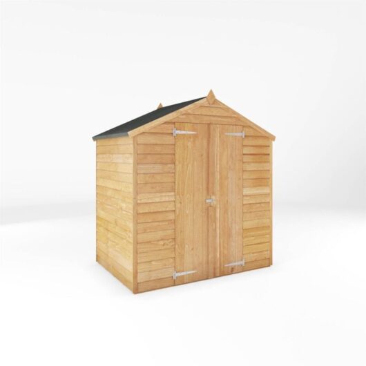 Overlap Apex Windowless Wooden Garden Storage Shed - 4 x 6 Double Door - Waltons