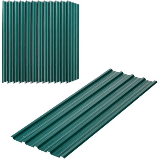 Pack of 12 Metal Roofing Sheets for Greenhouse and Shed Green - Outsunny
