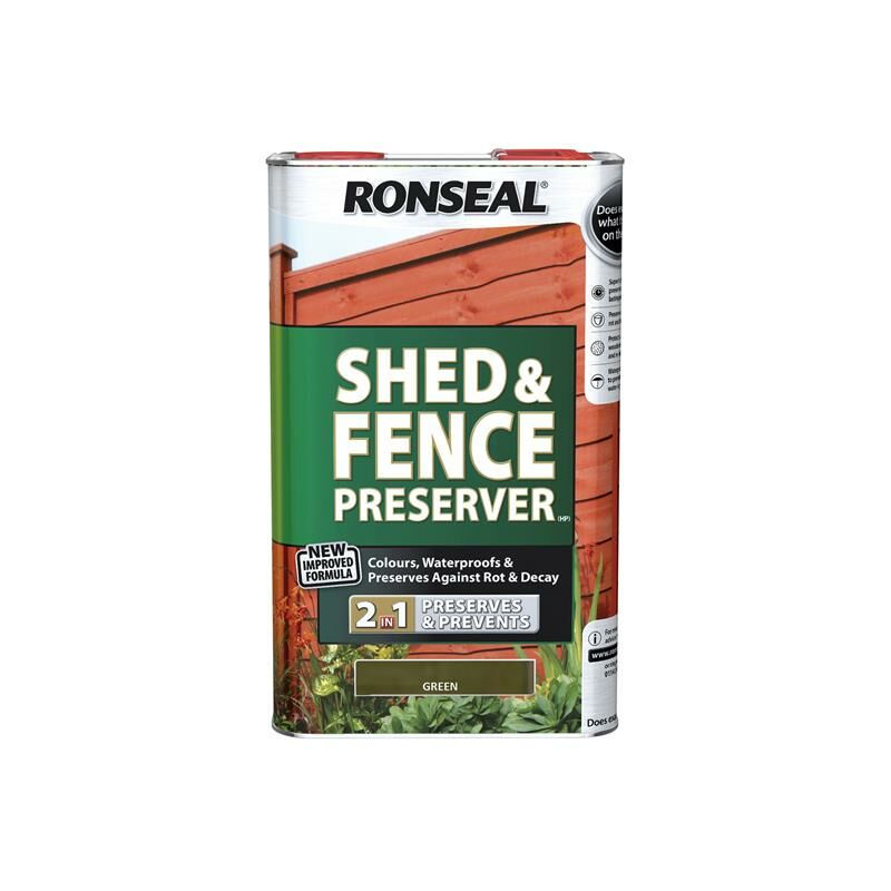 Ronseal - 37652 Shed & Fence Preserver Green 5 litre RSLSFG5L