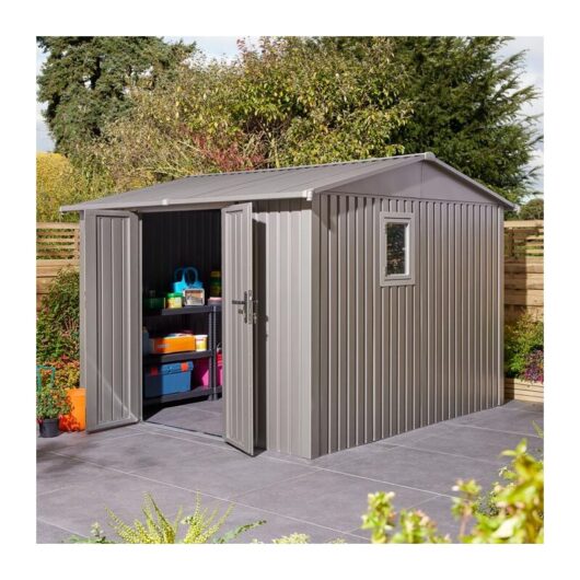 Rowlinson Brentvale 10x10 Premium Apex Metal Shed with Foundation Kit