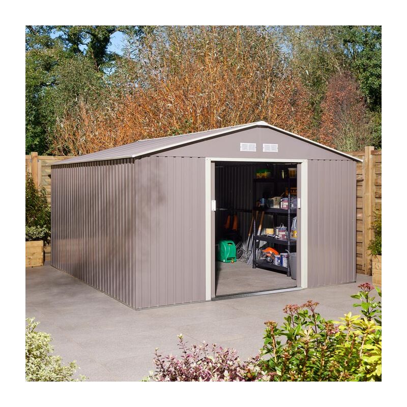 Rowlinson - Trentvale 10X12 Apex Metal Shed Light Grey