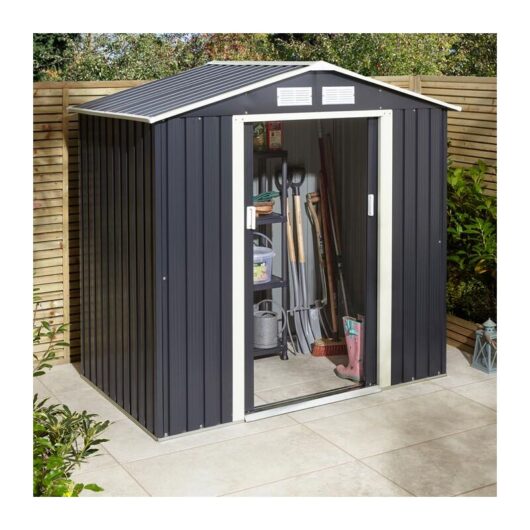 Rowlinson Trentvale 6X4 Metal Apex Shed - Dark Grey