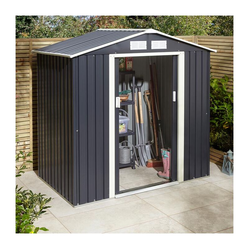 Rowlinson Trentvale 6X4 Metal Apex Shed - Dark Grey
