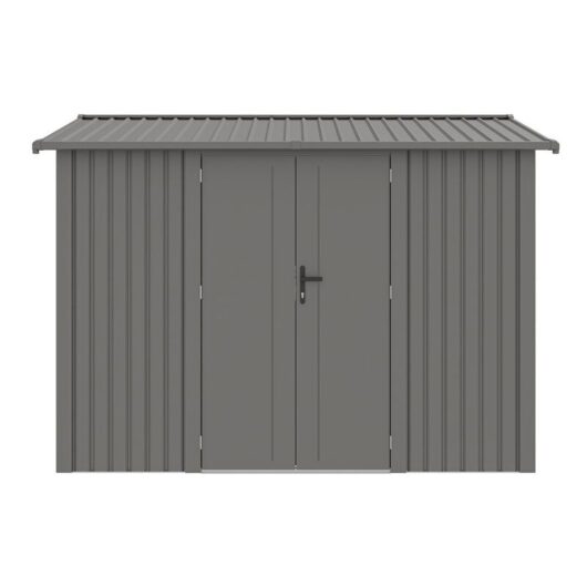 Rowlinsons - 10 x 8 Feet Brentvale Premium Apex Shed - Metal/Steel - L240 x W296 x H220 cm - Metallic Grey Finish