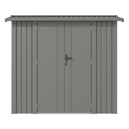 Rowlinsons - 8 x 4 Feet Brentvale Premium Apex Shed - Metal/Steel - L113 x W232 x H204 cm - Metallic Grey Finish
