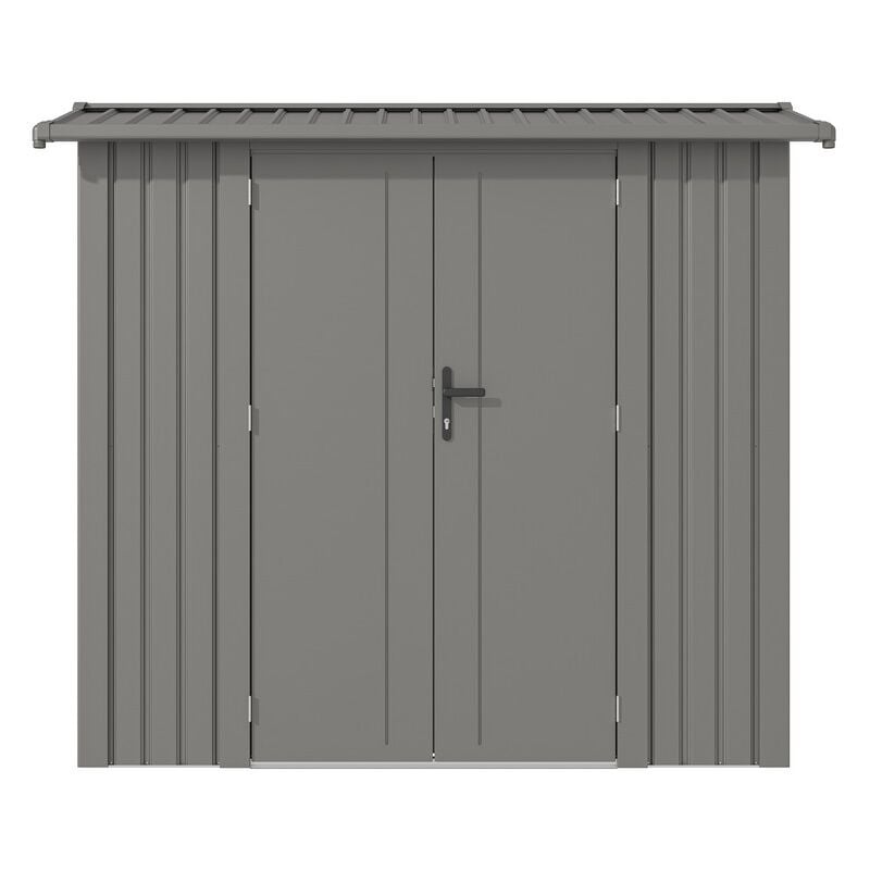 Rowlinsons - 8 x 4 Feet Brentvale Premium Apex Shed - Metal/Steel - L113 x W232 x H204 cm - Metallic Grey Finish