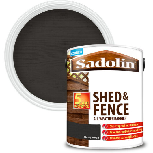 Sadolin - Shed and Fence Protector All Weather Barrier - Ebony Wood - 5L