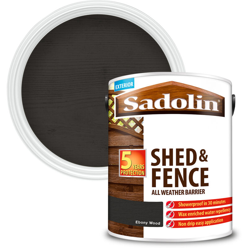 Sadolin - Shed and Fence Protector All Weather Barrier - Ebony Wood - 5L