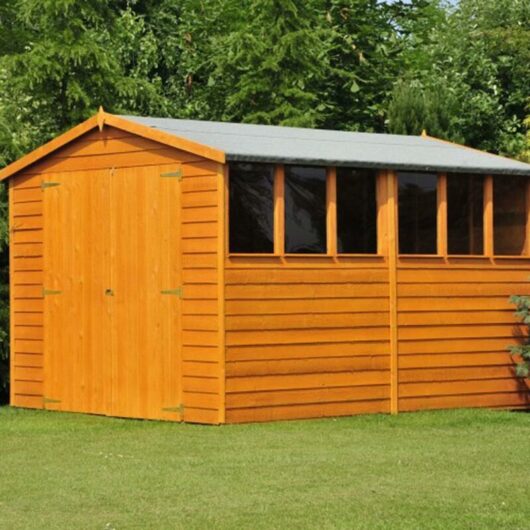 Shire - 10 x 8 Overlap Shed with Double Doors - Honey Brown