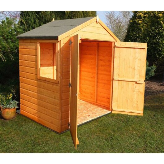Shire - Bute Shiplap Apex 6 x 4 Feet Dip Treated Garden Shed Double Door with One Opening Window