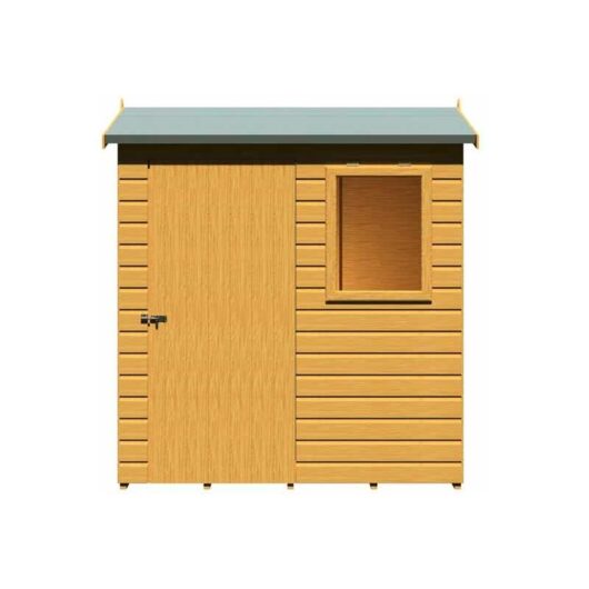 Shire - Lewis 6 x 4 Feet Single Door Reverse Apex Style d Shed - L136.1 x W191.4 x H204.3 cm