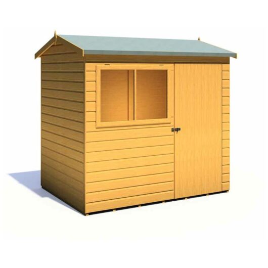 Shire - Lewis 7 x 5 Feet Single Door Reverse Apex Style c Shed - L147.3 x W208.2 x H187 cm