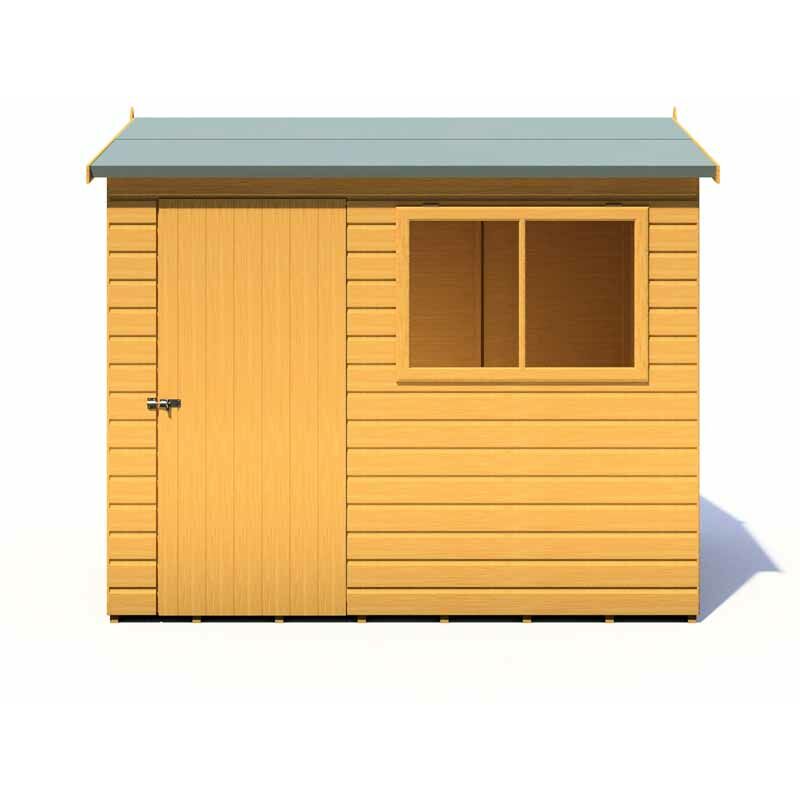 Shire - Lewis 8 x 6 Feet Single Door Reverse Apex Style d Shed - L196.3 x W251.4 x H212.7 cm