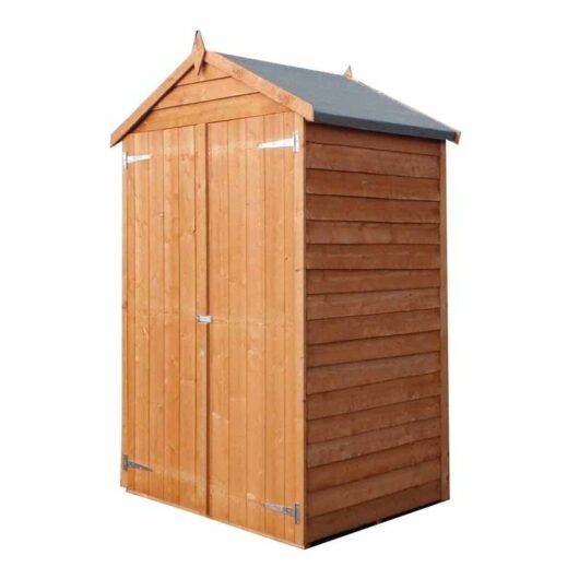 Shire - Overlap 4 x 3 Feet Dip Treated Apex Shed Double Door with 3 Corner Shelves