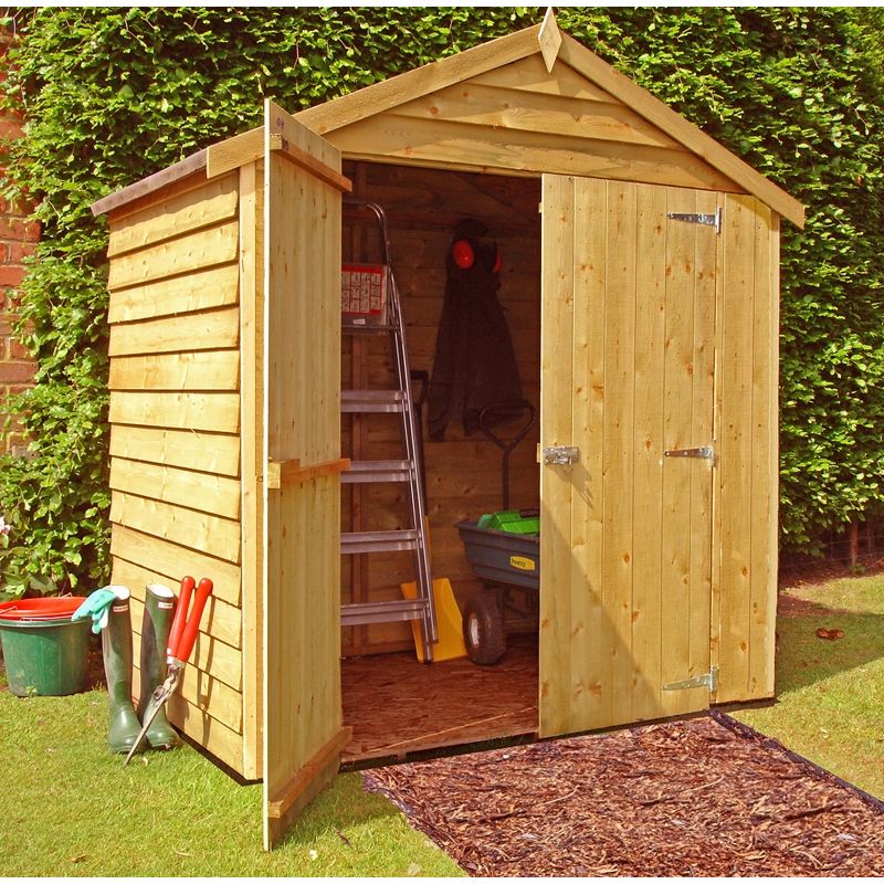 Shire - Overlap Double Door Garden Shed - Dip Treated Approx 4 x 6 Feet