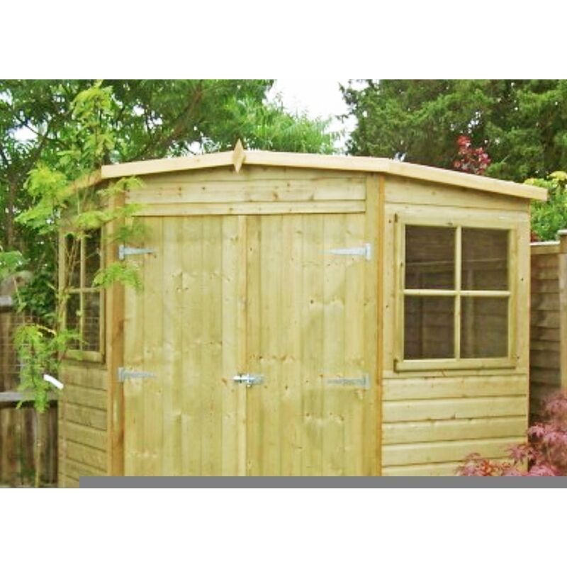 Shire - Pressure Treated Corner Shed Shiplap Garden Shed Approx 7 x 7 Feet