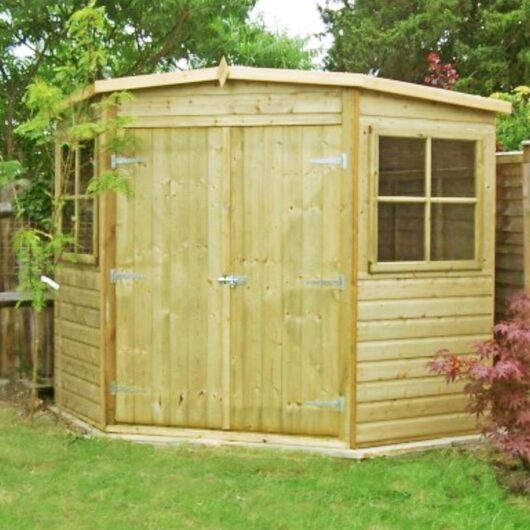 Shire - Pressure Treated Corner Shed Shiplap Garden Shed Approx 8 x 8 Feet