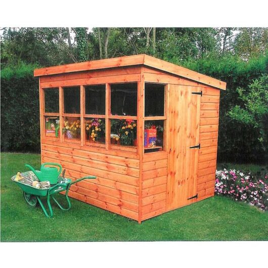 Shire - Sun Pent 6 x 6 Feet Single Door with Six Windows Dip Treated Wooden Garden Potting Shed
